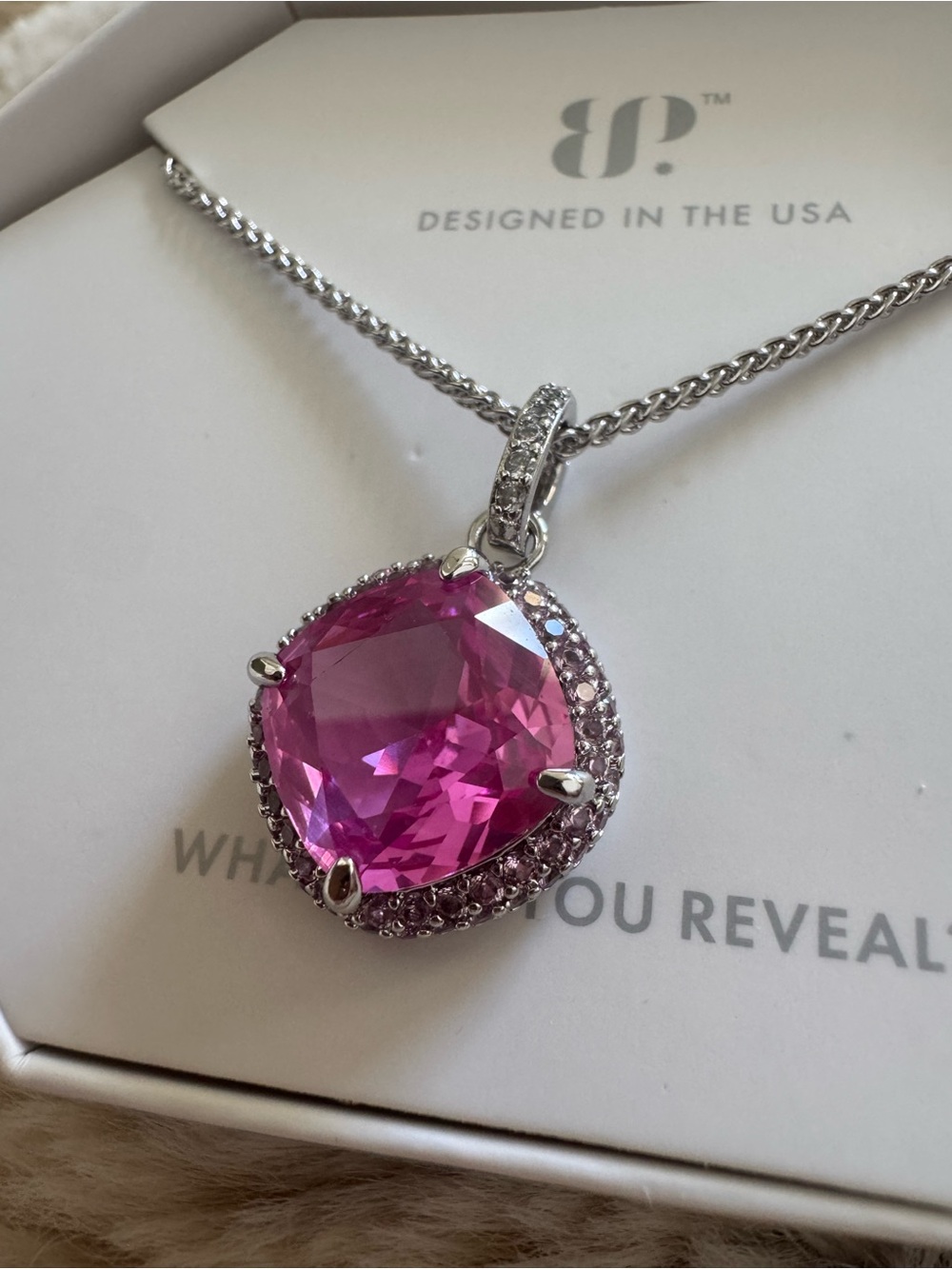 The Bonjour - Pink Sapphire on Rhodium